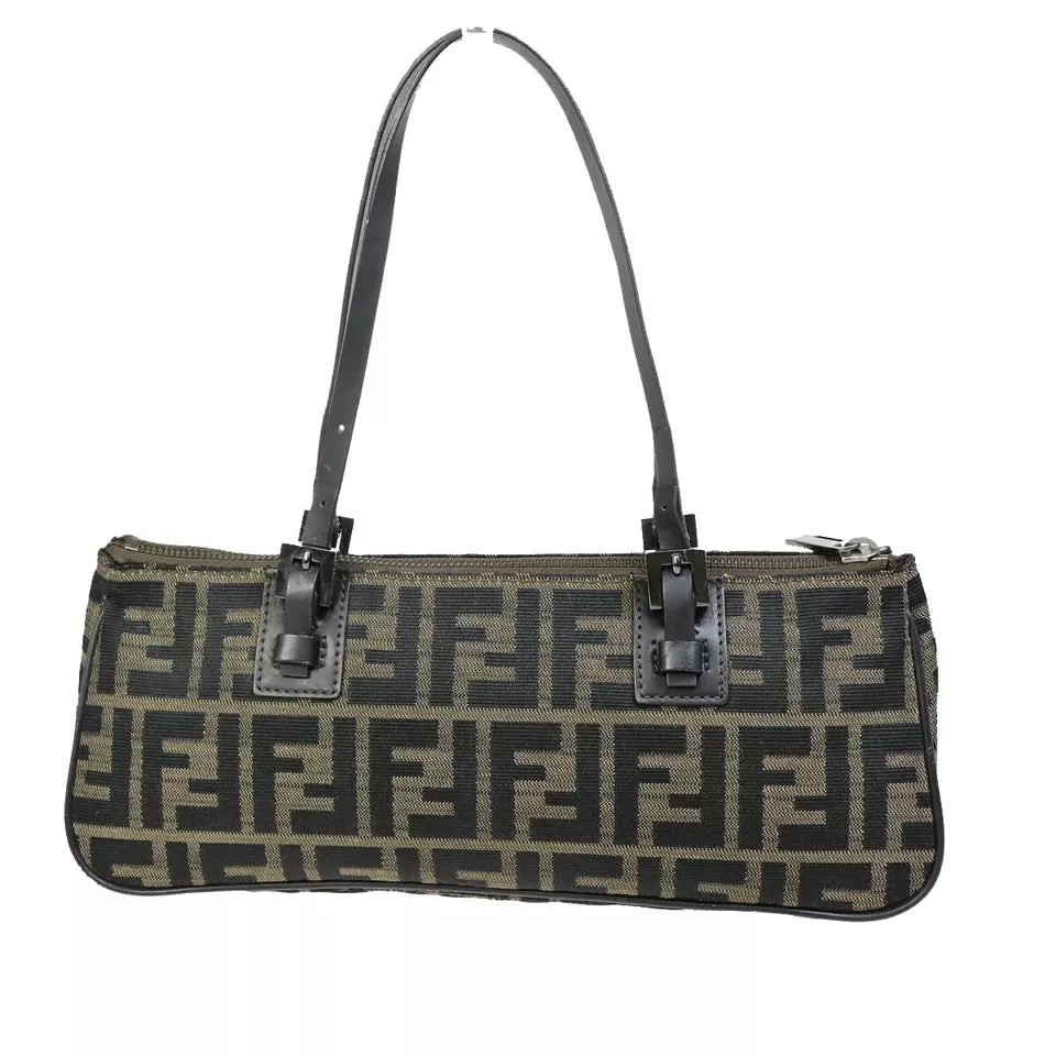 FENDI Logo Zucca Pattern Handbag – Brown Canvas/Leather