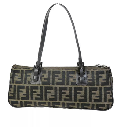 FENDI Logo Zucca Pattern Handbag – Brown Canvas/Leather