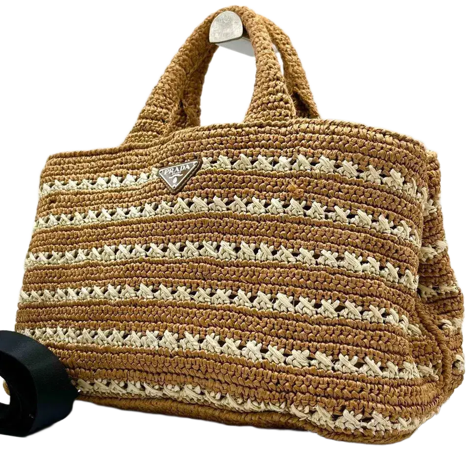 PRADA Raffia Crochet Handbag