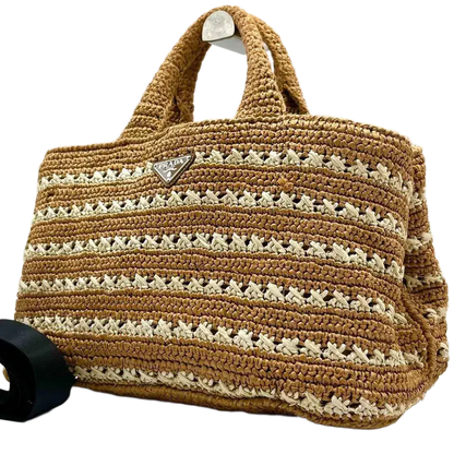 PRADA Raffia Crochet Handbag