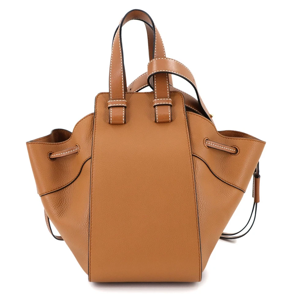 LOEWE Hammock Drawstring Small Hand Shoulder Bag Leather Brown Purse
