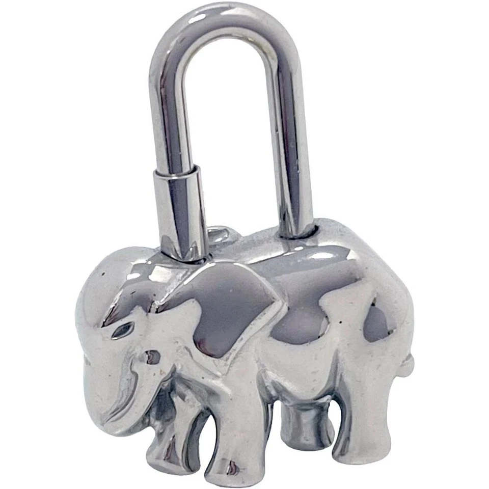 Hermès Elephant Padlock Bag Charm in Silver-Tone Metal