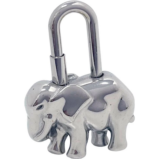 Hermès Elephant Padlock Bag Charm in Silver-Tone Metal