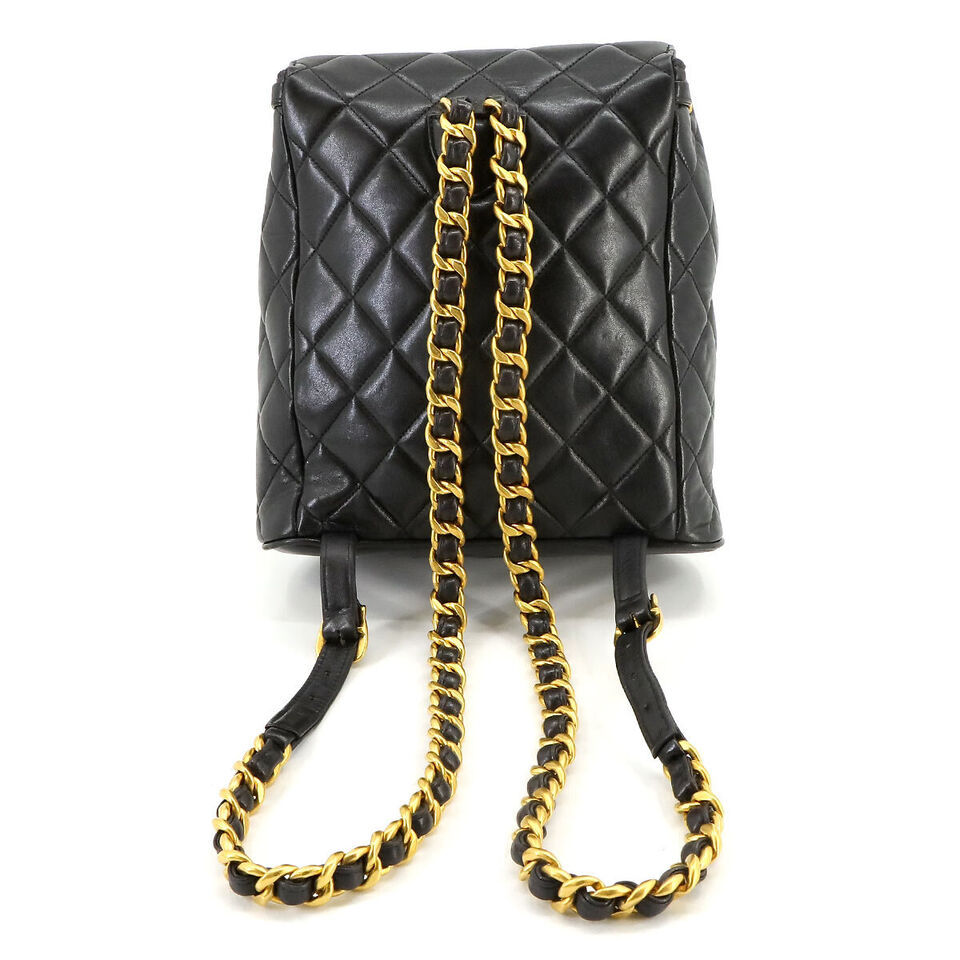 CHANEL Matelasse Chain Backpack Leather Black Duma Purse Vintage