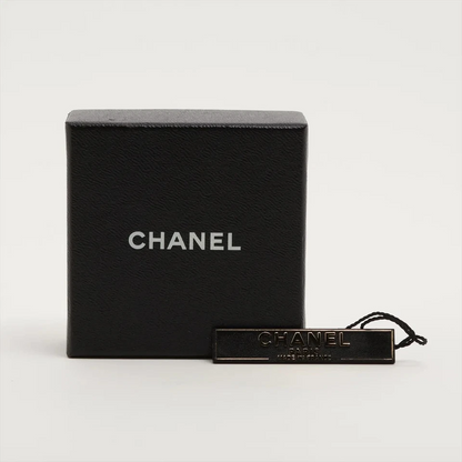 Chanel Logo Brooch GP×Rhinestone Silver 01P