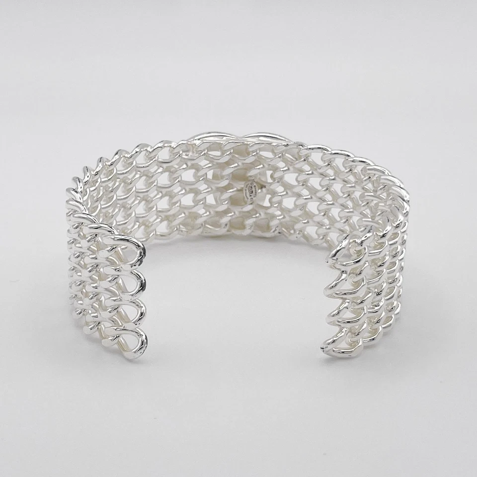 Chanel Mesh Bracelet Coco Mark Turnlock 97A Metal Silver Women's F/S