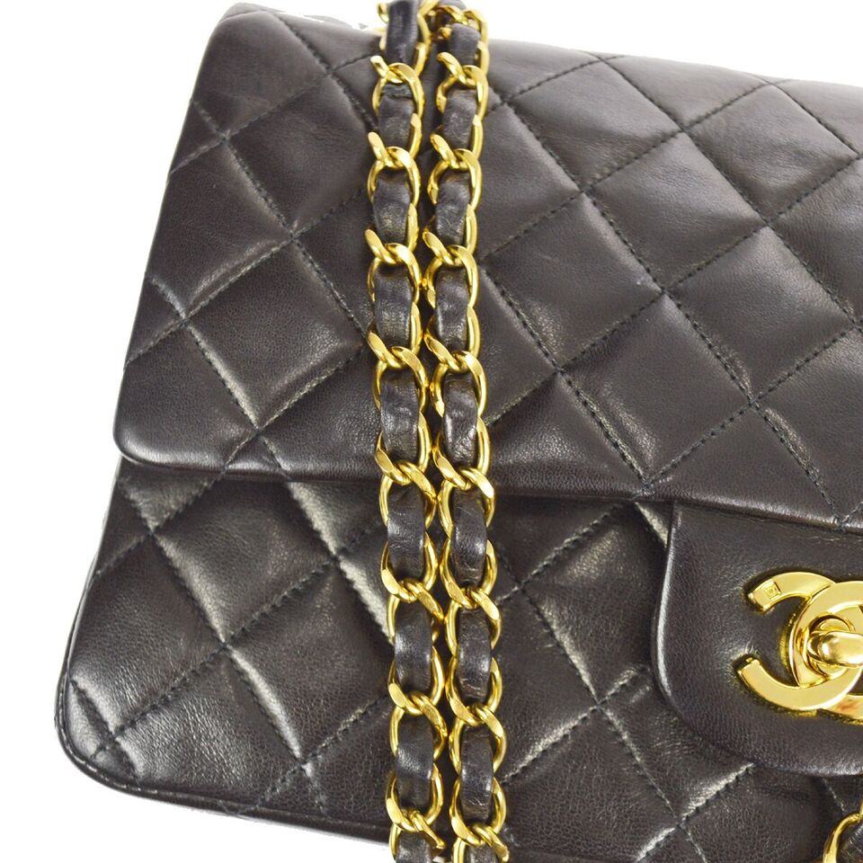 Chanel Black Lambskin Medium Classic Double Flap