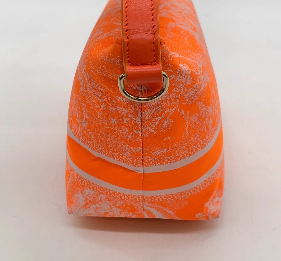 Christian Dior CD Logo Canvas Leather Orange Pouch