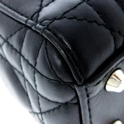 Auth DIOR Christian Dior Lady Dior Mini Bag In Black Lambskin
