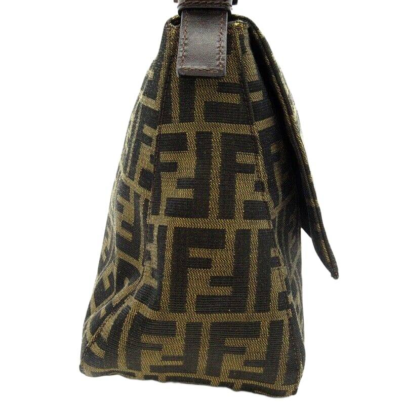 FENDI Zucca Mamma Bucket Canvas / Leather Women Handbag Brown