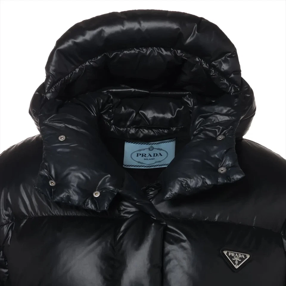 Prada Triangle Logo 22 Years Nylon Down Jacket 38 Ladies' Black