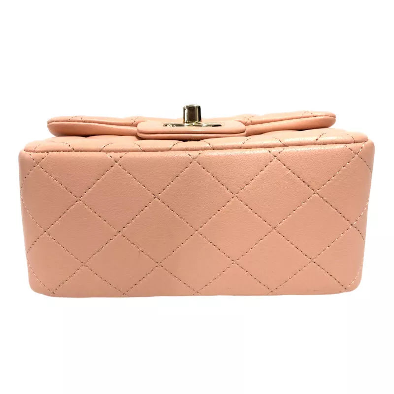 CHANEL Mini Matelasse 18 Shoulder Bag Pink Lambskin with Gold Hardware