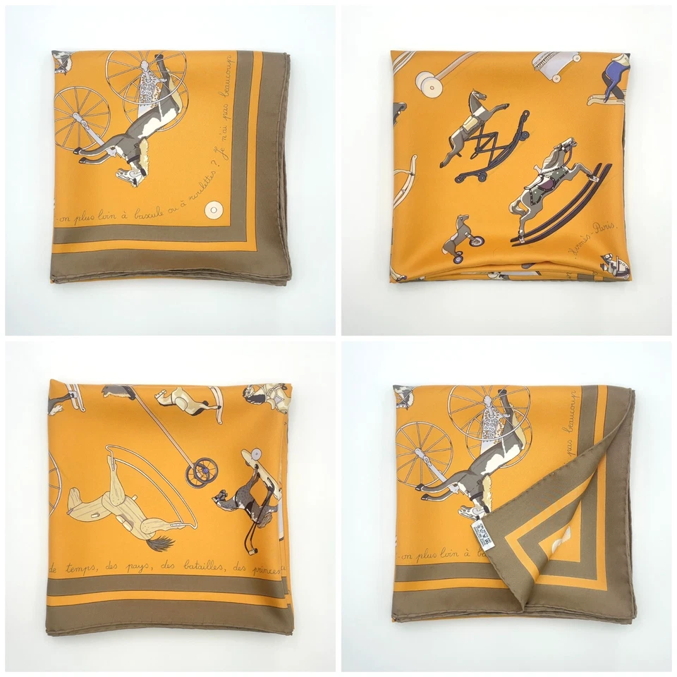 Hermès Carré 90 “Raconte-moi Le Cheval” Silk Scarf in Beige x Multicolor