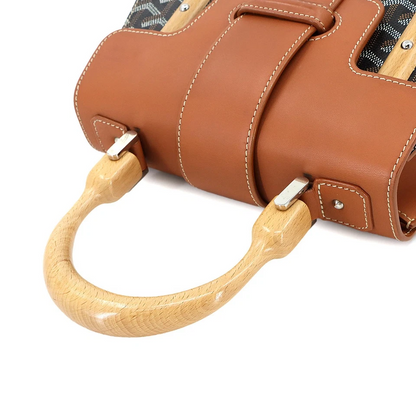 Goyard Saigon PM in Black Goyardine Canvas, Leather & Wood