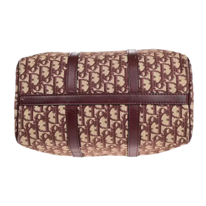CHRISTIAN DIOR Logo Trotter Pattern Hand Bag – Bordeaux Canvas/Leather