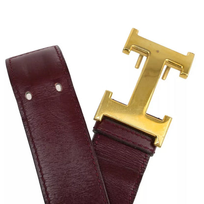 HERMES H Logo Constance Reversible Buckle Belt – Bordeaux Brown/Gold-Plated