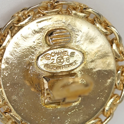 Chanel Vintage CC Round Chain Clip-On Earrings in Gold Tone