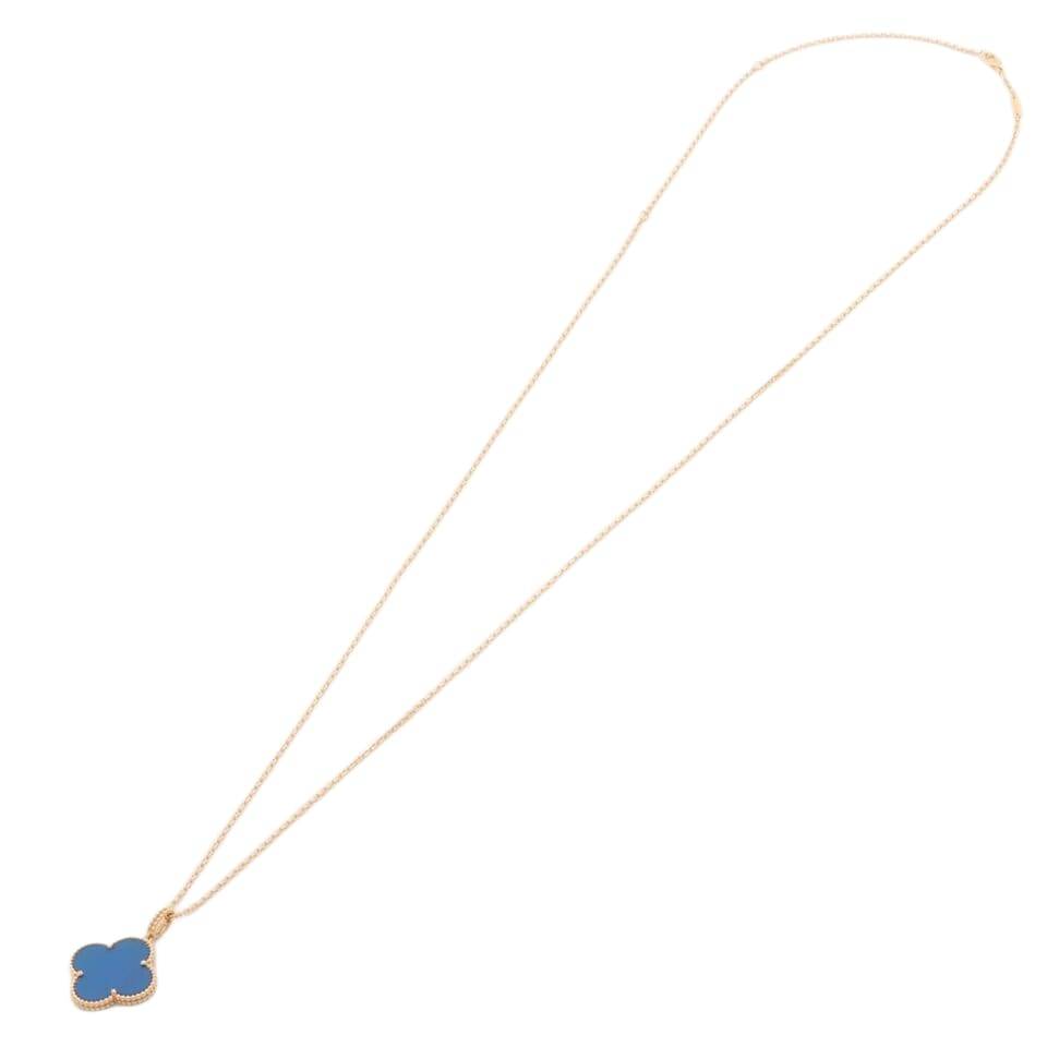 Van Cleef & Arpels Magic Alhambra Long Blue Agate Necklace