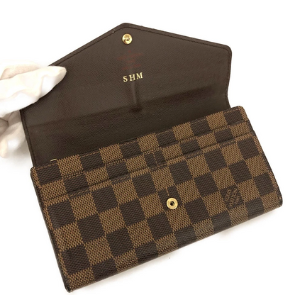 Louis Vuitton Damier Portefeuille Sarah Long Bifold Wallet in Brown