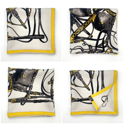 Hermès Carré 90 Brides Rebelles Scarf in Grey x Multicolor Silk