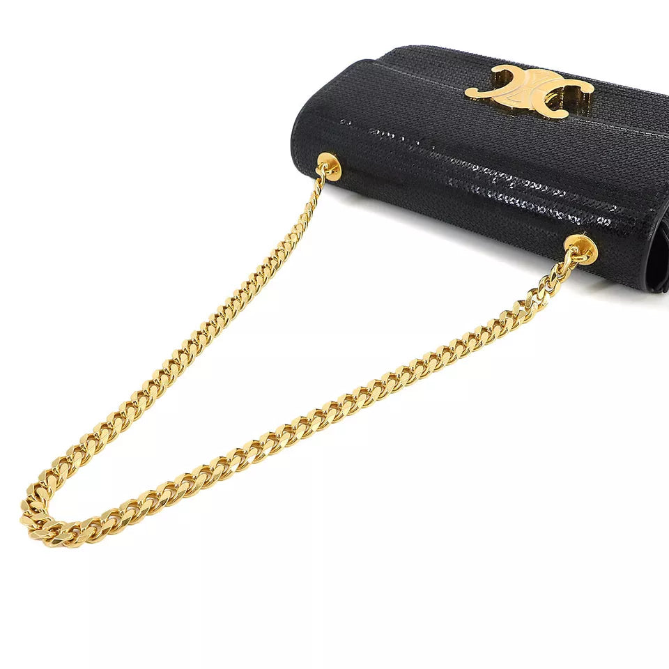 CELINE Triomphe Sequins Chain Shoulder Bag