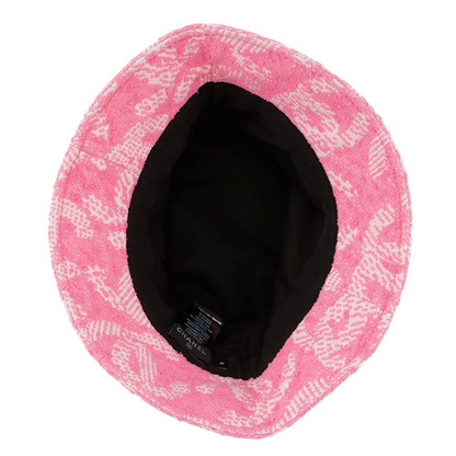 CHANEL CC Logo Tweed Bucket Hat Size M Pink