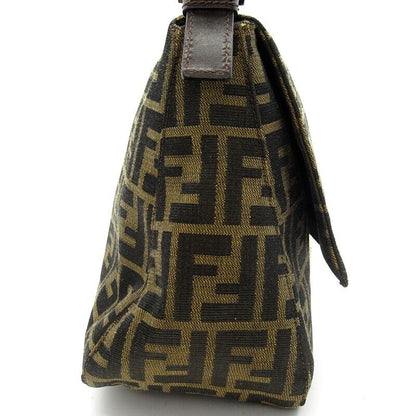 FENDI Zucca Mamma Bucket Canvas / Leather Women Handbag Brown