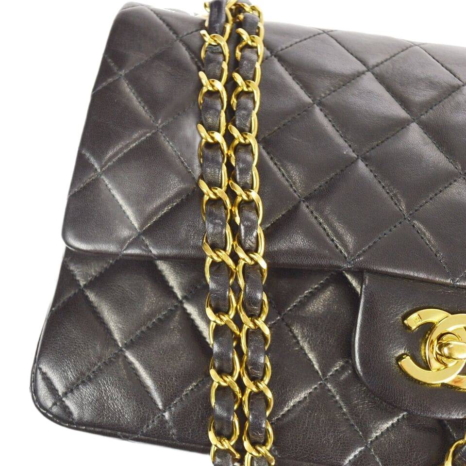 Chanel Black Lambskin Medium Classic Double Flap