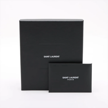 Saint Laurent Paris V Stitch YSL Logo Leather Fragment Case Black