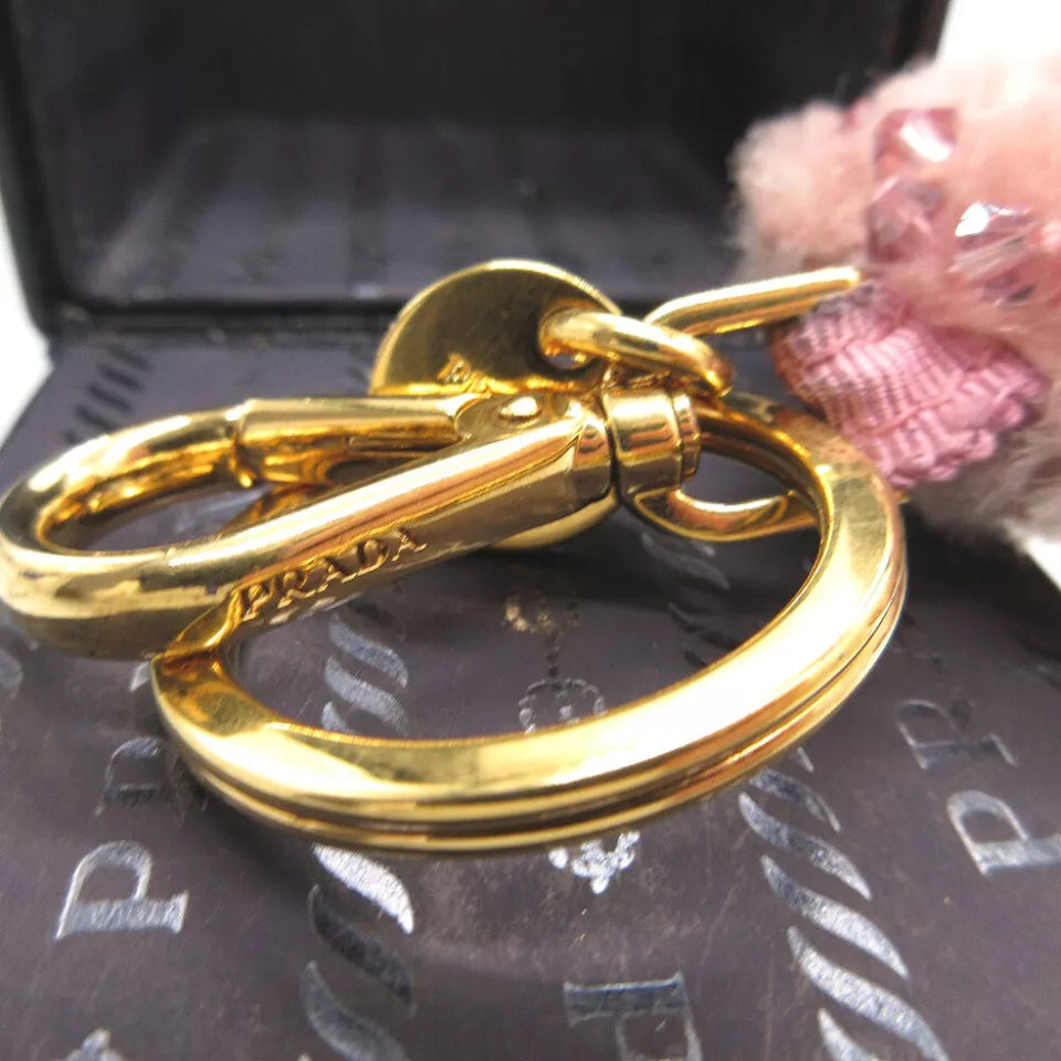 PRADA Bear Rhinestone Charm Key Holder – Pink Acrylic