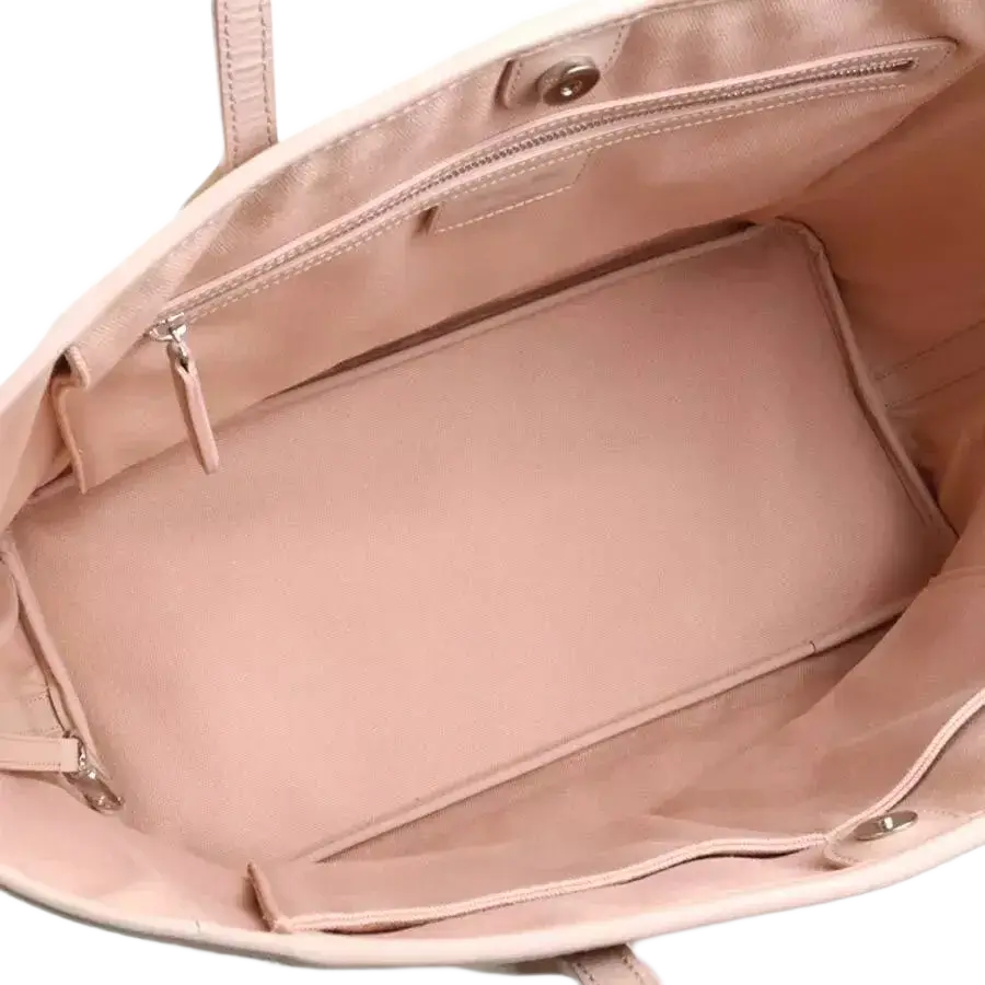 Auth Christian Dior Canage Tote Shoulder Bag Pink Beige Coated Canvas