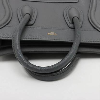 Celine Luggage Nano Shopper Leather 2 Way Handbag Gray
