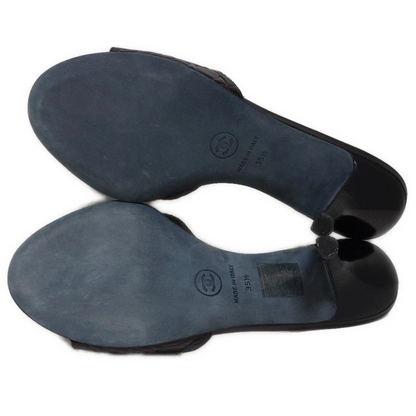 CHANEL Black Leather Women's Sandals