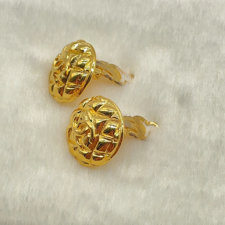 Chanel Matelassé “Melon Pan” Coco Mark Earrings