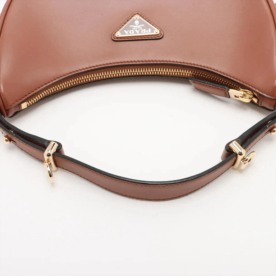 Prada Arke Leather 2 Way Shoulder Bag Brown