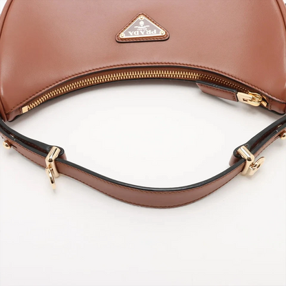 Prada Arke Leather 2 Way Shoulder Bag Brown