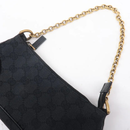 GUCCI Chain Hand Bag Pouch Black GG