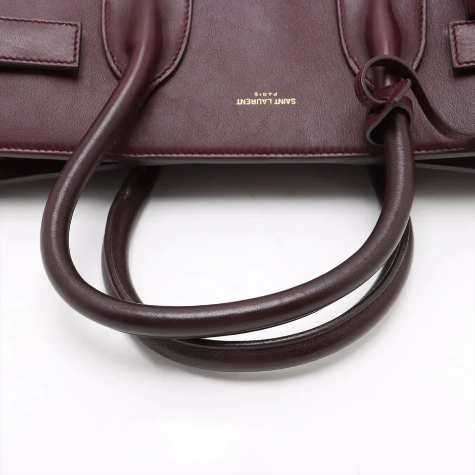Saint Laurent Paris Sac de Jour Leather 2 Way Handbag Bordeaux