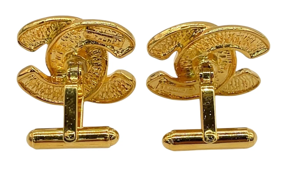 CHANEL Matelasse Coco Mark Gold Cufflinks