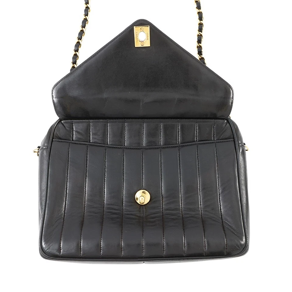 Chanel Mademoiselle Chain Shoulder Bag with Tassel in Black Lambskin