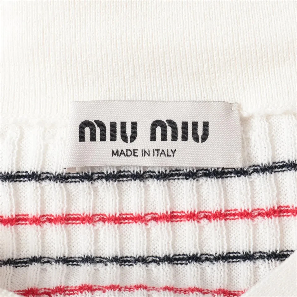 Miu Miu 22 Years Cotton Short Sleeve Knitwear 36 Ladies' White