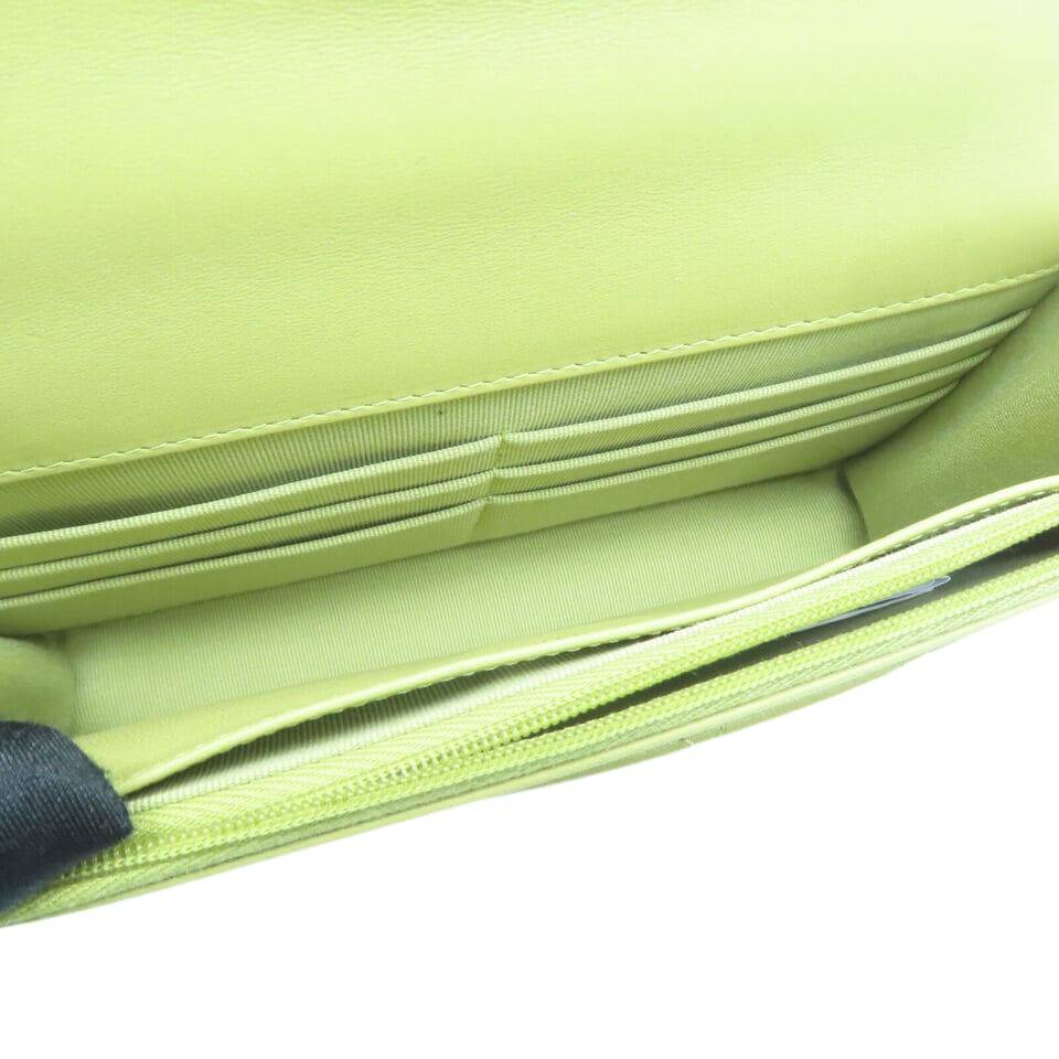 CHANEL Quilted CC GHW Chain Shoulder 2 Way Bag Lambskin Leather Green