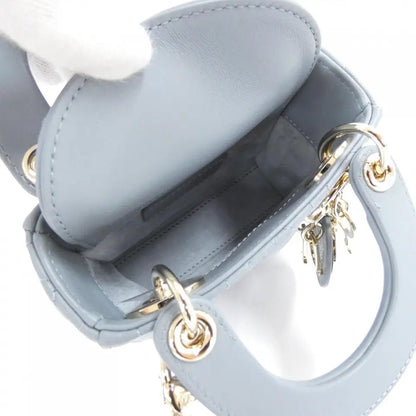 Authentic Dior Lady Dior Micro Bag in Cloud Blue with Gold Hardware