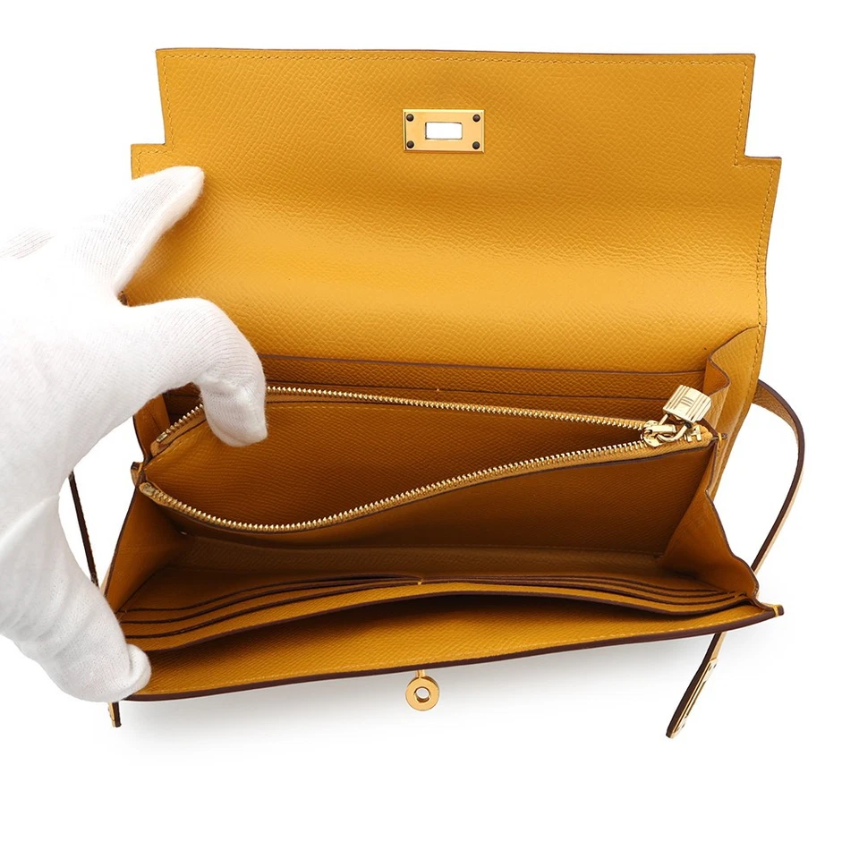 HERMES Kelly wallet long Epsom Jaune Ambre
