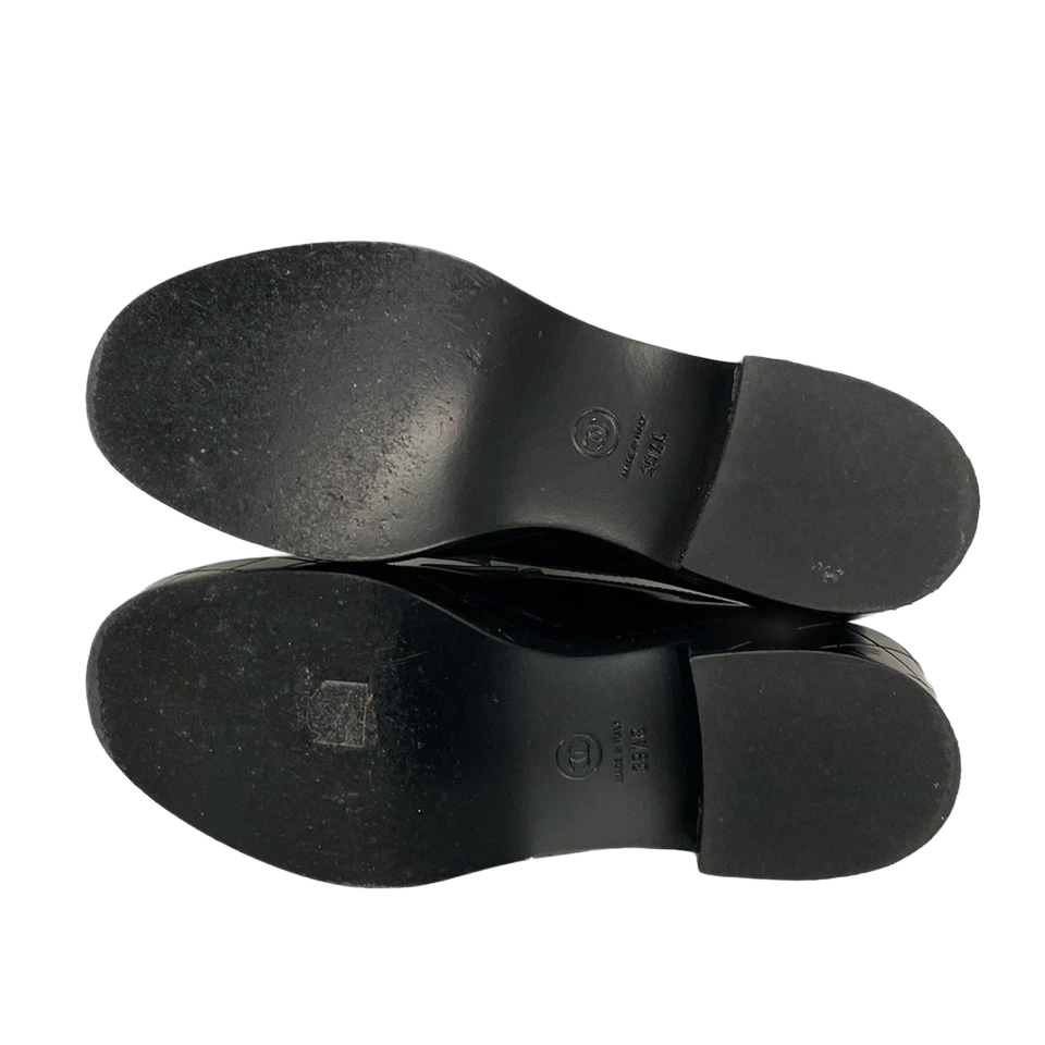CHANEL Black Shiny Calfskin Women's Shoes