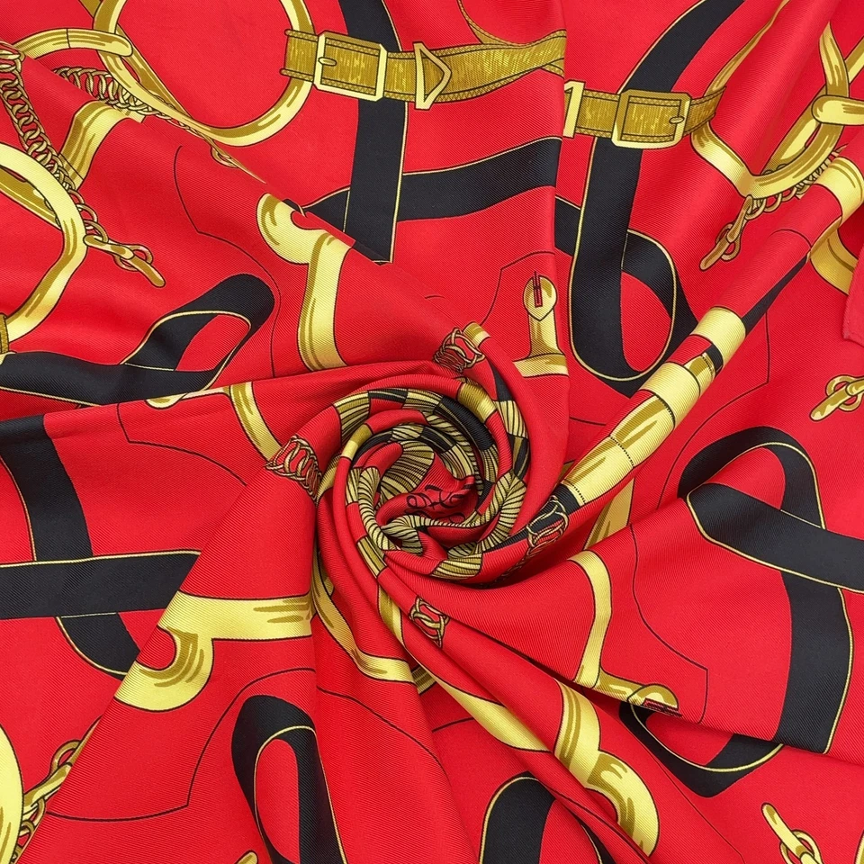 Hermes Carré 90 Eperon d'or Golden Spur Multicolor Silk Scarf
