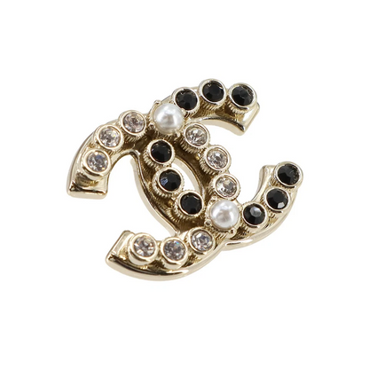 Chanel Coco Logos Earrings in Gold with Rhinestone & Pearl Motif (B23K)
