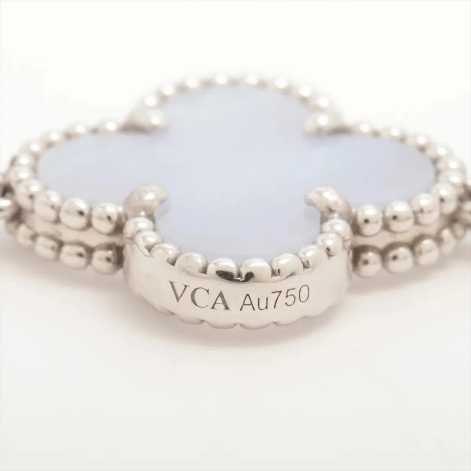 Van Cleef & Arpels Vintage Alhambra 5P Chalcedony Bracelet 750(WG) 11.4g