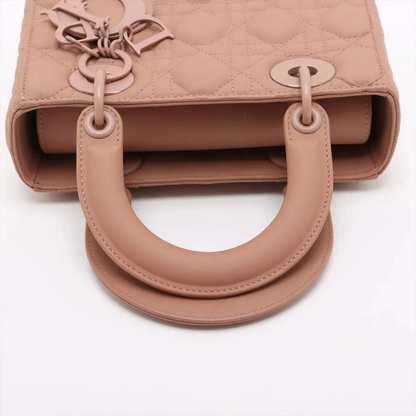 Christian Dior My Lady Dior Cannage Leather 2 Way Handbag Pink With Charms
