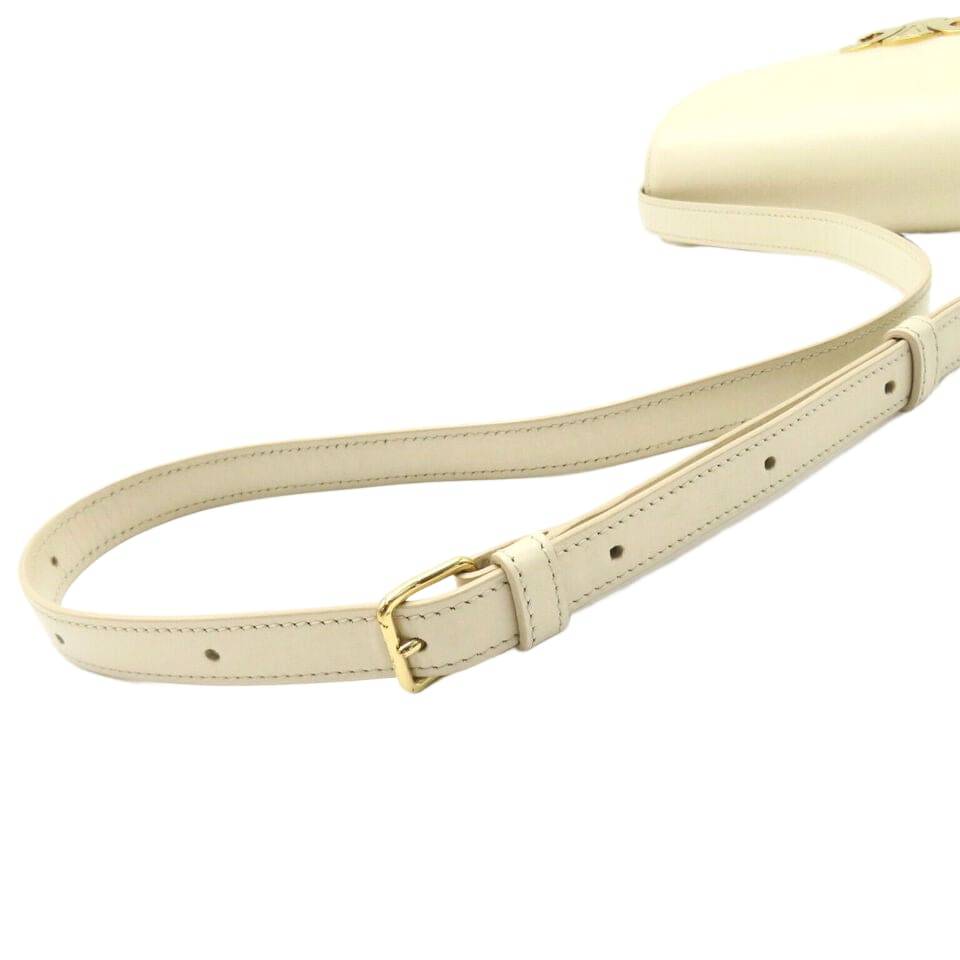 CELINE Soiree Shoulder crossbody hand Bag leather Beige Used